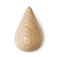 Load image into Gallery viewer, Natural wood teardrop shaped oak hook.
